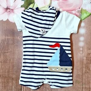 STARTING OUT BOYS 3 MONTH ROMPER WITH BIB SET NWOT